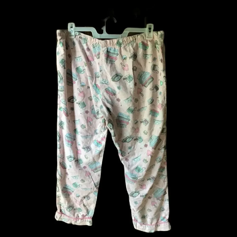 Wondershop Pink Pajama Lounge Pants Size XXL Sleepwear Coffee Cats Books